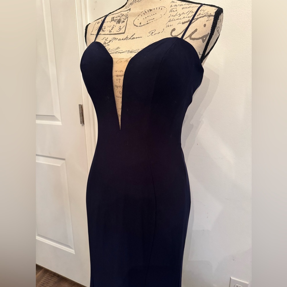 Ieena for Mac Duggal Navy Blue Evening Gown - Picture 3 of 13